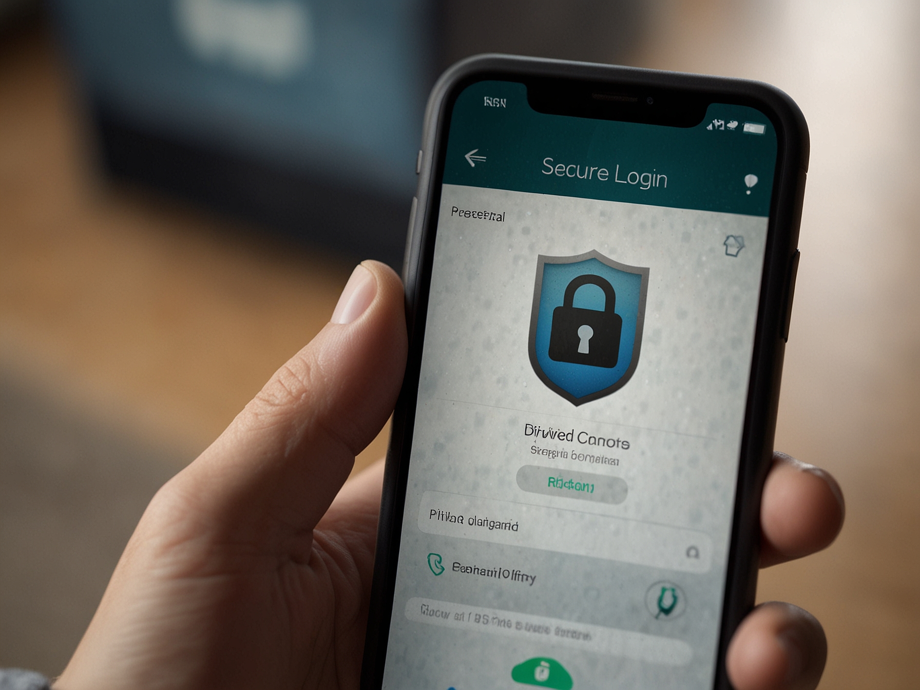Secure login screen on a mobile device