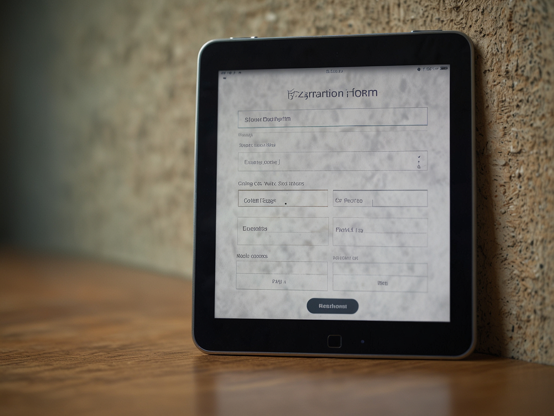 Sample registration form on a tablet